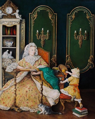 Peinture intitulée "La petite curieuse" par Jacques Moncho (Art d'antan), Œuvre d'art originale, Huile