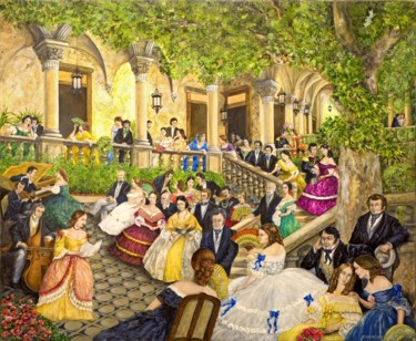 Painting titled "Le concert" by Jacques Moncho (Art d'antan), Original Artwork, Oil