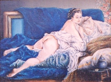 Pintura intitulada "La paresseuse" por Jacques Moncho (Art d'antan), Obras de arte originais, Óleo