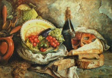 Peinture intitulée "Un coin de cuisine" par Jacques Moncho (Art d'antan), Œuvre d'art originale, Huile
