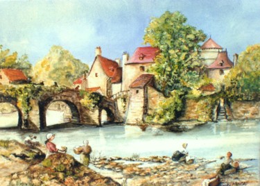 绘画 标题为“Bords de rivière” 由Jacques Moncho (Art d'antan), 原创艺术品, 油