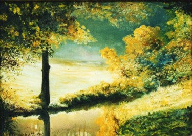 Painting titled "La clairiere" by Jacques Moncho (Art d'antan), Original Artwork, Oil