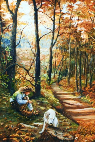 Painting titled "La rencontre" by Jacques Moncho (Art d'antan), Original Artwork, Oil