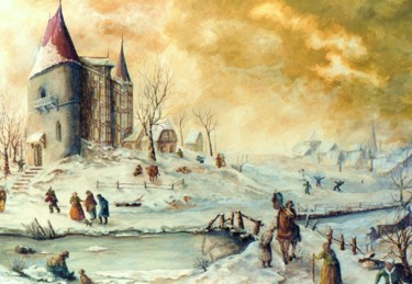 Pittura intitolato "Promenade hivernale" da Jacques Moncho (Art d'antan), Opera d'arte originale, Olio