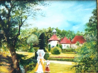 Peinture intitulée "Promenade dans le p…" par Jacques Moncho (Art d'antan), Œuvre d'art originale, Huile