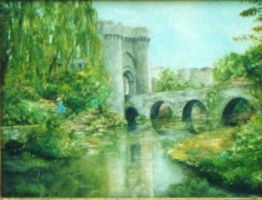 Pintura intitulada "La tour St. Jacques" por Jacques Moncho (Art d'antan), Obras de arte originais, Óleo