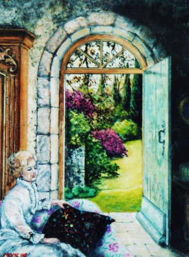 Painting titled "Moment calme" by Jacques Moncho (Art d'antan), Original Artwork, Oil