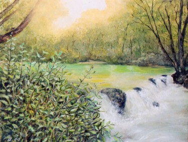 Peinture intitulée "Les eaux vertes" par Jacques Moncho (Art d'antan), Œuvre d'art originale, Huile