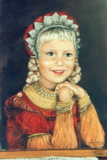 Painting titled "Portrait de Géraldi…" by Jacques Moncho (Art d'antan), Original Artwork, Oil