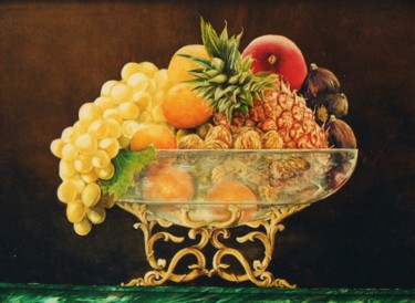 Pittura intitolato "Coupe de fruits ave…" da Jacques Moncho (Art d'antan), Opera d'arte originale, Olio