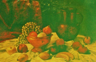 Peinture intitulée "Le pot en cuivre" par Jacques Moncho (Art d'antan), Œuvre d'art originale, Gouache
