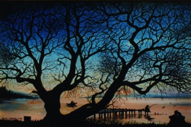 Peinture intitulée "Crépuscule serein" par Jacques Moncho (Art d'antan), Œuvre d'art originale, Huile