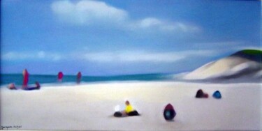Peinture intitulée "plage près d'Arcach…" par Jacques Oudot, Œuvre d'art originale