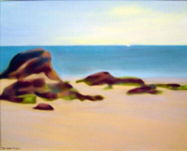 Peinture intitulée "rochers île d'Yeu" par Jacques Oudot, Œuvre d'art originale
