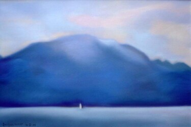 Peinture intitulée "la montagne bleue" par Jacques Oudot, Œuvre d'art originale