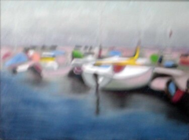 Peinture intitulée "port de sciez02" par Jacques Oudot, Œuvre d'art originale