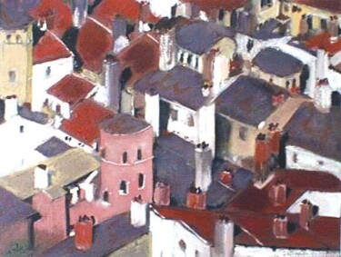 Peinture intitulée "le vieux Lyon" par Jacques Oudot, Œuvre d'art originale