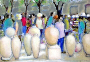 Peinture intitulée "les tupiniers à Lyo…" par Jacques Oudot, Œuvre d'art originale, Huile
