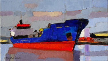 Painting titled "Bateau commandé par…" by Jacques Peyrelevade, Original Artwork, Oil