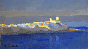 Peinture intitulée "Baie d'Antibes" par Jacques Peyrelevade, Œuvre d'art originale, Huile