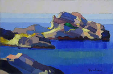 Peinture intitulée "Rocher sur l’île du…" par Jacques Peyrelevade, Œuvre d'art originale, Huile Monté sur Châssis en bois