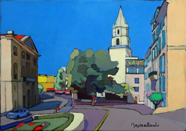 Painting titled "Rue Caisserie" by Jacques Peyrelevade, Original Artwork, Oil Mounted on Wood Stretcher frame