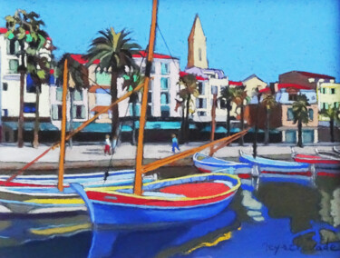 Painting titled "Sanary, le port" by Jacques Peyrelevade, Original Artwork, Pastel