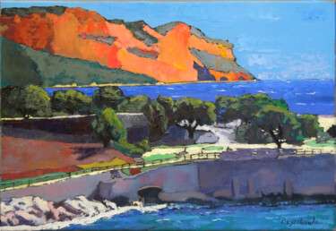 Картина под названием "Mistral sur Port-Mi…" - Jacques Peyrelevade, Подлинное произведение искусства, Масло Установлен на Де…