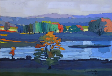 Painting titled "Plateau de Millevac…" by Jacques Peyrelevade, Original Artwork, Oil Mounted on Wood Stretcher frame