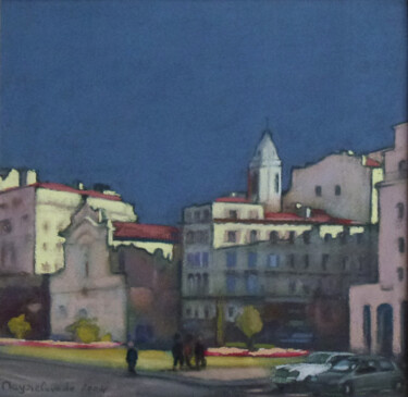 Peinture intitulée "Marseille, Eglise S…" par Jacques Peyrelevade, Œuvre d'art originale, Pastel Monté sur Carton