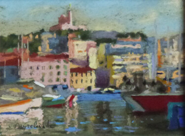 Painting titled "Marseille, Vieux-Po…" by Jacques Peyrelevade, Original Artwork, Pastel Mounted on Cardboard