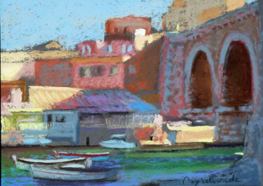 Painting titled "Marseille, Vallon d…" by Jacques Peyrelevade, Original Artwork, Pastel Mounted on Cardboard