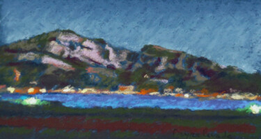 Peinture intitulée "Marseille, crépuscu…" par Jacques Peyrelevade, Œuvre d'art originale, Pastel Monté sur Carton