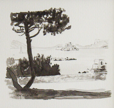 Disegno intitolato "Marseille, jardin V…" da Jacques Peyrelevade, Opera d'arte originale, Inchiostro