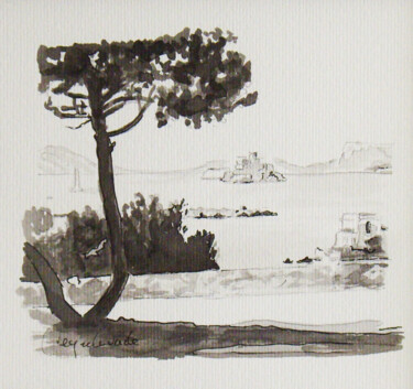 Dibujo titulada "Marseille, jardin V…" por Jacques Peyrelevade, Obra de arte original, Tinta