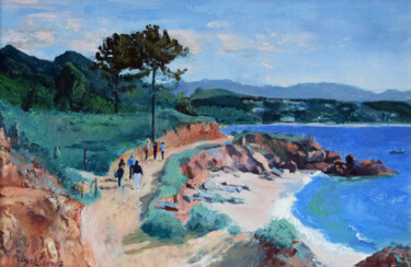 Painting titled "Corse, ballade vers…" by Jacques Peyrelevade, Original Artwork, Oil Mounted on Wood Stretcher frame