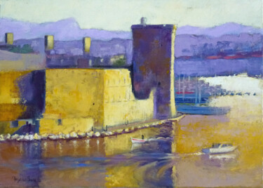 Painting titled "Marseille, lumière…" by Jacques Peyrelevade, Original Artwork, Oil Mounted on Wood Stretcher frame