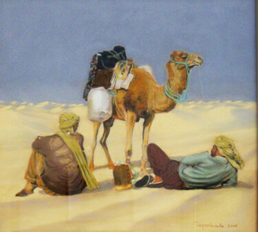 Painting titled "Pastel: Sahara, la…" by Jacques Peyrelevade, Original Artwork, Pastel Mounted on Cardboard