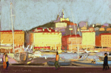 Peinture intitulée "pastel de Marseille…" par Jacques Peyrelevade, Œuvre d'art originale, Pastel