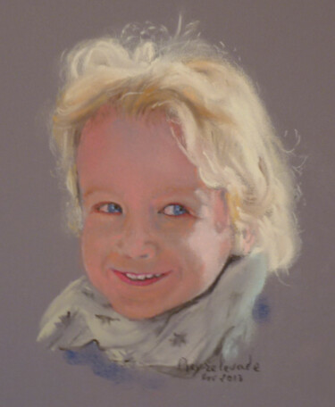 Ζωγραφική με τίτλο "portrait d'enfant a…" από Jacques Peyrelevade, Αυθεντικά έργα τέχνης, Παστέλ