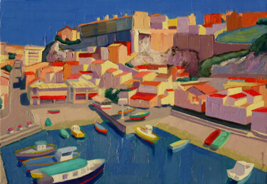 Painting titled "Vallon des Auffes" by Jacques Peyrelevade, Original Artwork, Oil