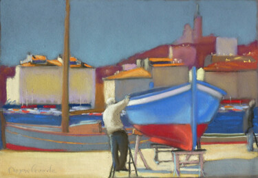 Painting titled "Cale sèche" by Jacques Peyrelevade, Original Artwork, Pastel Mounted on Cardboard