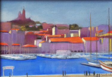 Painting titled "Passants sur le qua…" by Jacques Peyrelevade, Original Artwork, Pastel Mounted on Cardboard