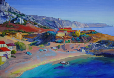 Painting titled "Calanque de Marseil…" by Jacques Peyrelevade, Original Artwork, Oil