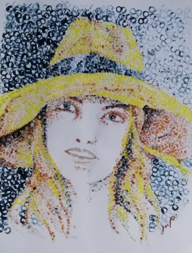 Картина под названием "chapeau jaune" - Jacques Pierre Pichon, Подлинное произведение искусства, Акрил