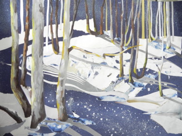 Collages intitulée "foret hiver" par Jacques Pierre Pichon, Œuvre d'art originale, Collages