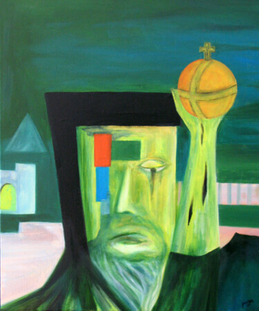 Painting titled "87-Charlemagne-huil…" by Jacques Pichon (picjac), Original Artwork, Oil