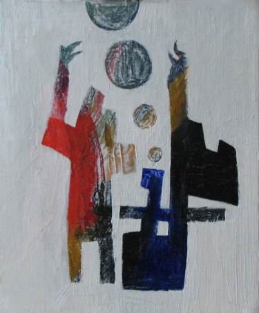 Painting titled "Les-jongleurs-gesso…" by Jacques Pichon (picjac), Original Artwork