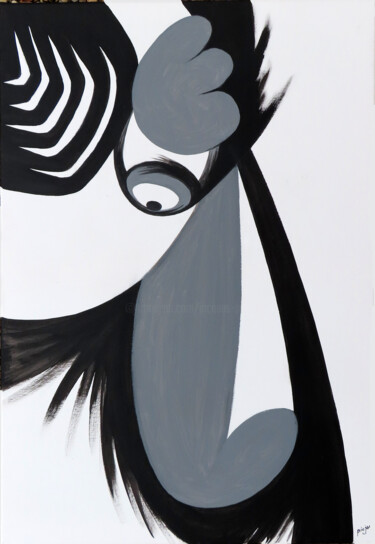 Malerei mit dem Titel "La moue, Acrylique…" von Jacques Pichon (picjac), Original-Kunstwerk, Acryl Auf Keilrahmen aus Holz m…