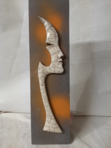Sculpture intitulée "raku sur medium" par Jacques Rachello, Œuvre d'art originale, Émail Monté sur Panneau de bois